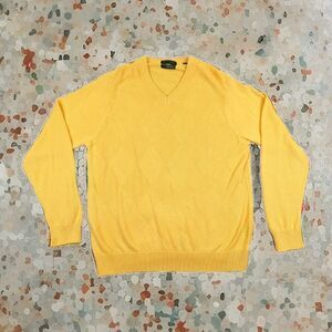 Lyle & Scott Scotland Golf Sweater Pullover Men's M Combed Cotton V-Neck Yellow